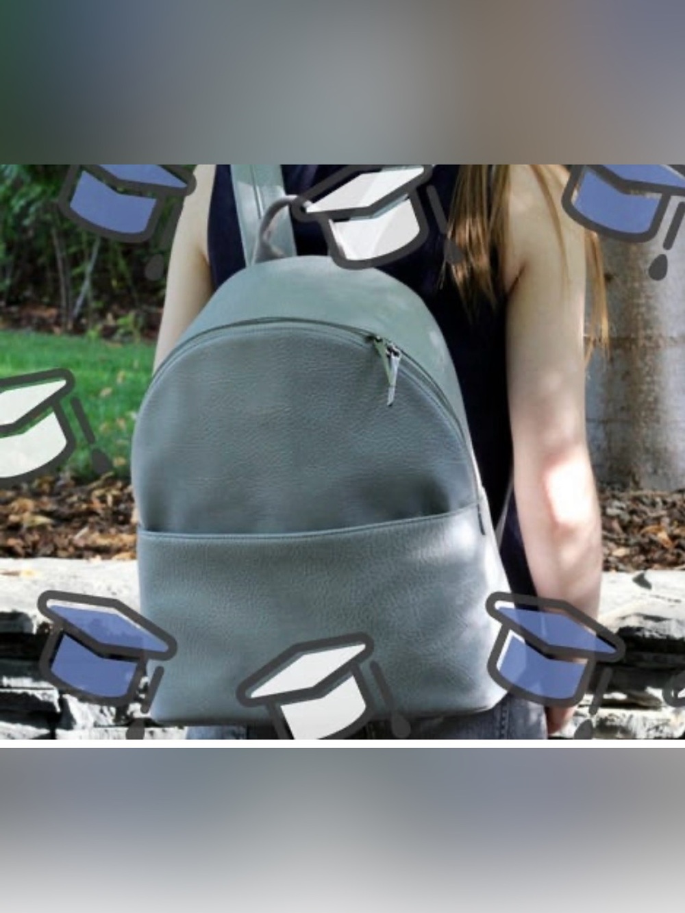 MATT & NAT BLUE/ Gray vegan Leather Backpack for Women